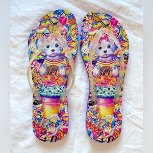 NWOT Y2k Lisa Frank Puppy Ice Cream Puppy Flip Flops size 8
